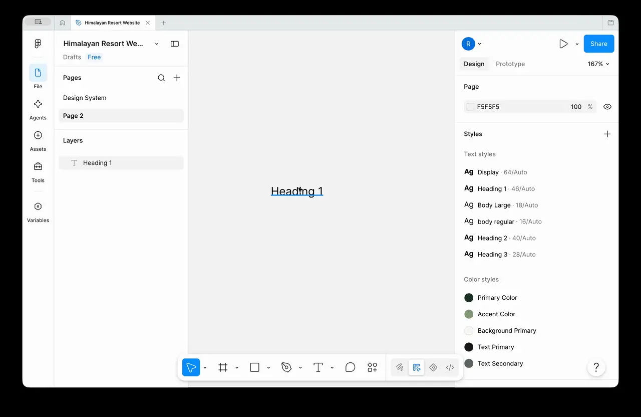 Styling the text layer using the right panel in Figma